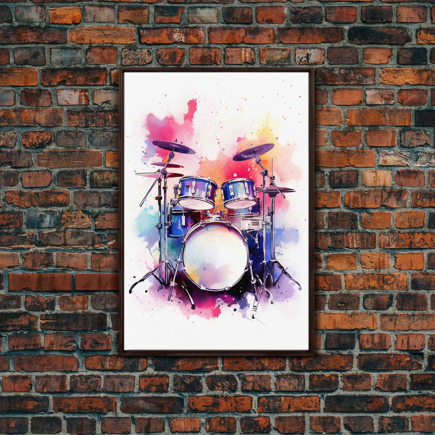 Drum Art, Gift For Drummer, Framed Canvas Print, Studio Art, Music Studio Decor, Drum Set