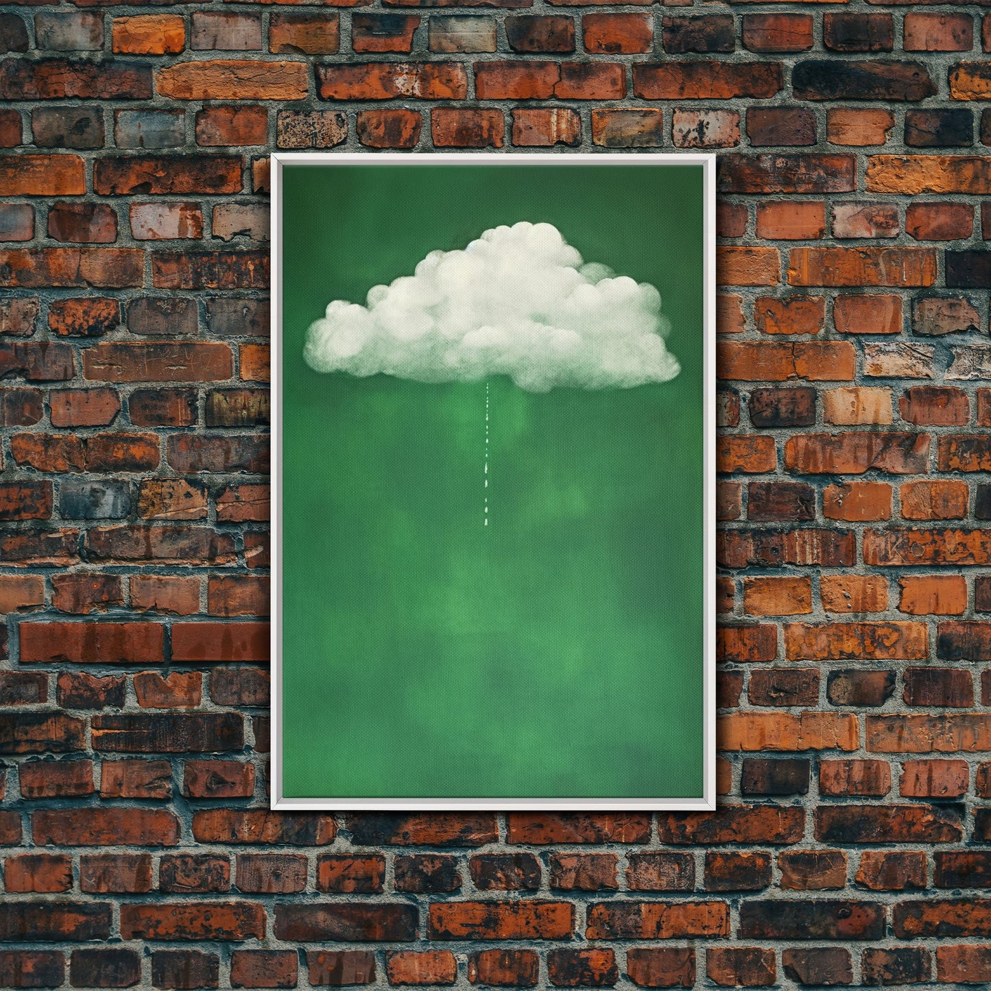 Dark Green Rain Cloud Wall Art, Framed Canvas Or Poster Print, Abstract Art Print, Minimalist Wall Decor, Maximalist Decor, Emerald Green