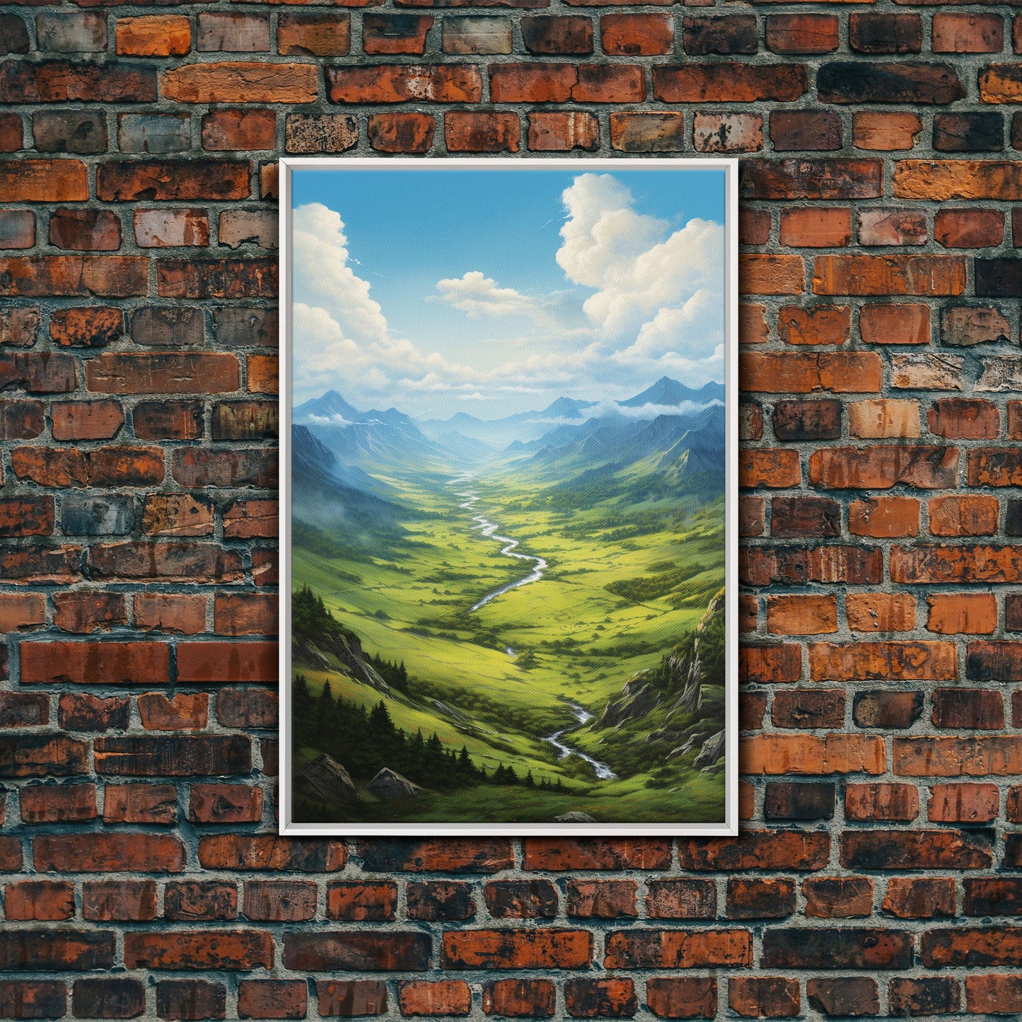Mountains Wall Art, Valley Art, River Wall Print, Canvas Print, Wall Art, Vertical Art, Realtor Thank You, Home Wall Decor, Dorm Room Art
