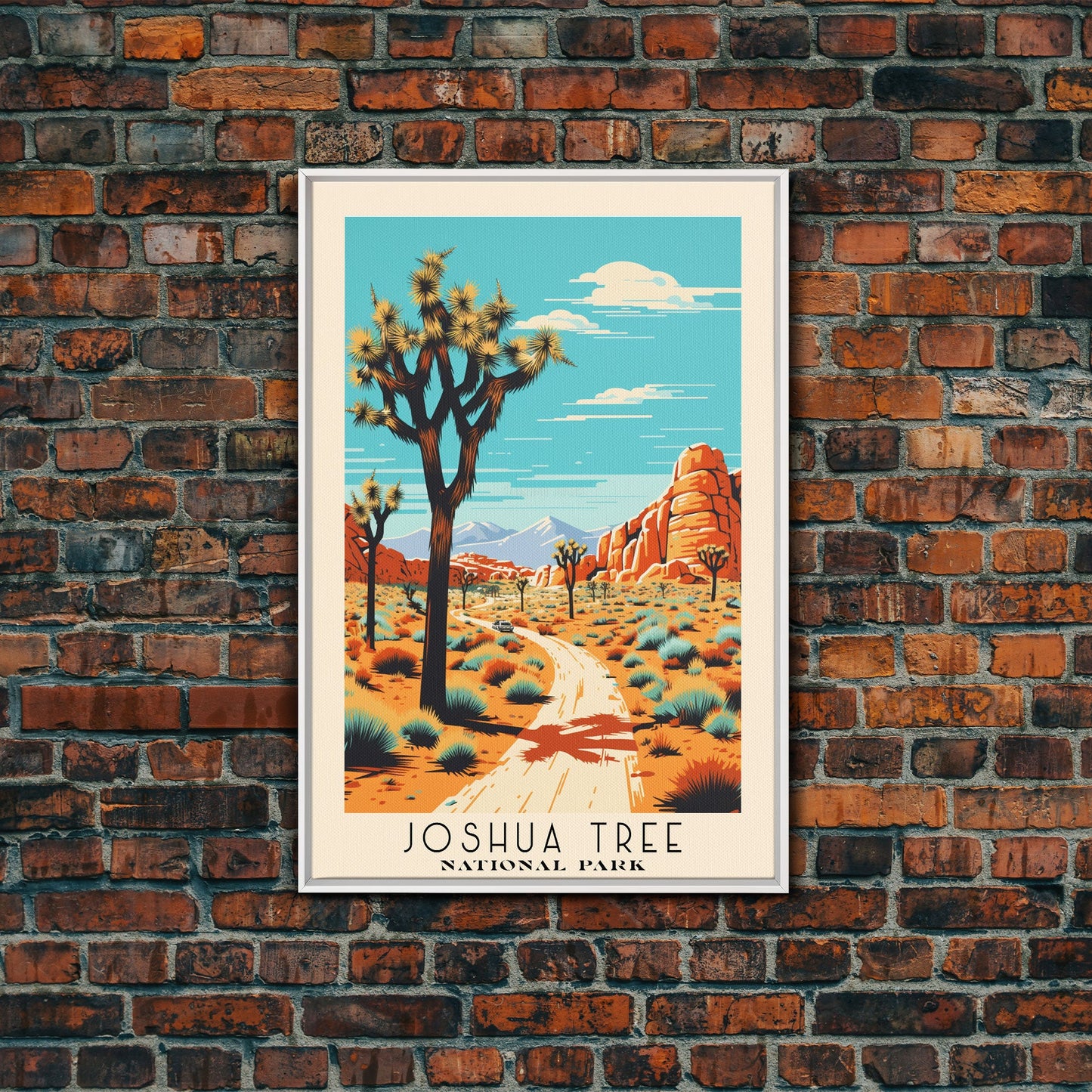 Joshua Tree National Park California Travel Art, National Park Print, Minimalist Travel Art, Midcentury Modern Style Landscape Painting