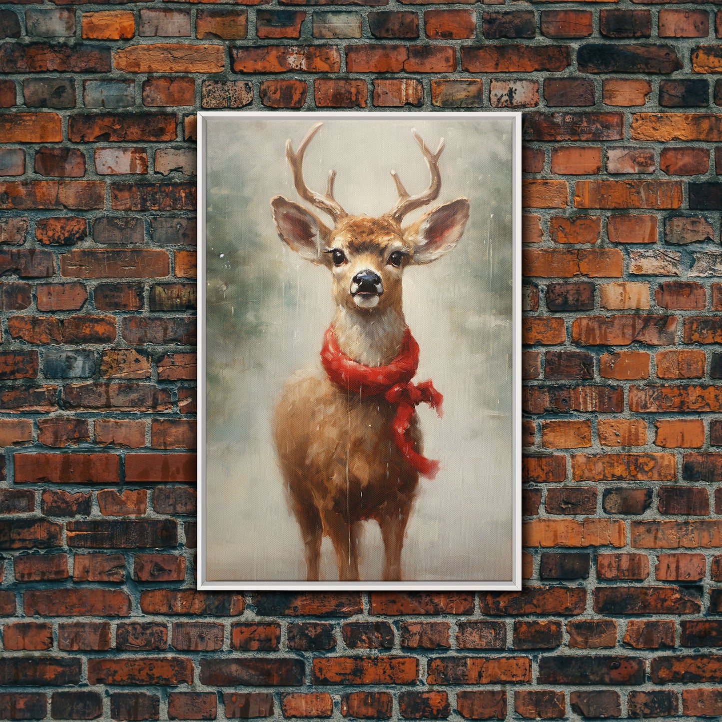 Cute Buck Dressed For Christmas, Christmas Decor, Woodland Animals, Christmas Wall Art, Winter Decor, Holiday Decor, Seasonal Decor
