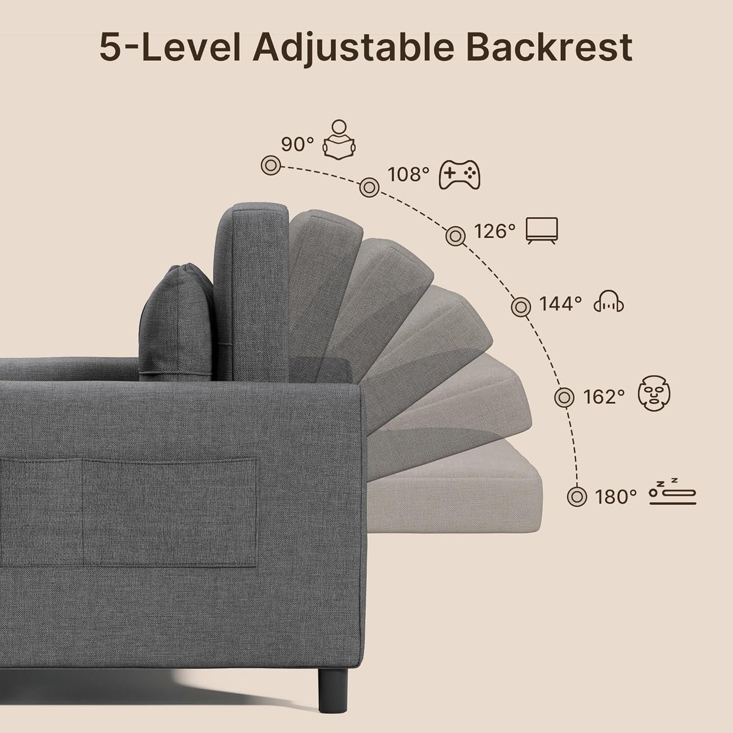 3 In 1 Convertible Sleeper Sofa Bed For Space Saving