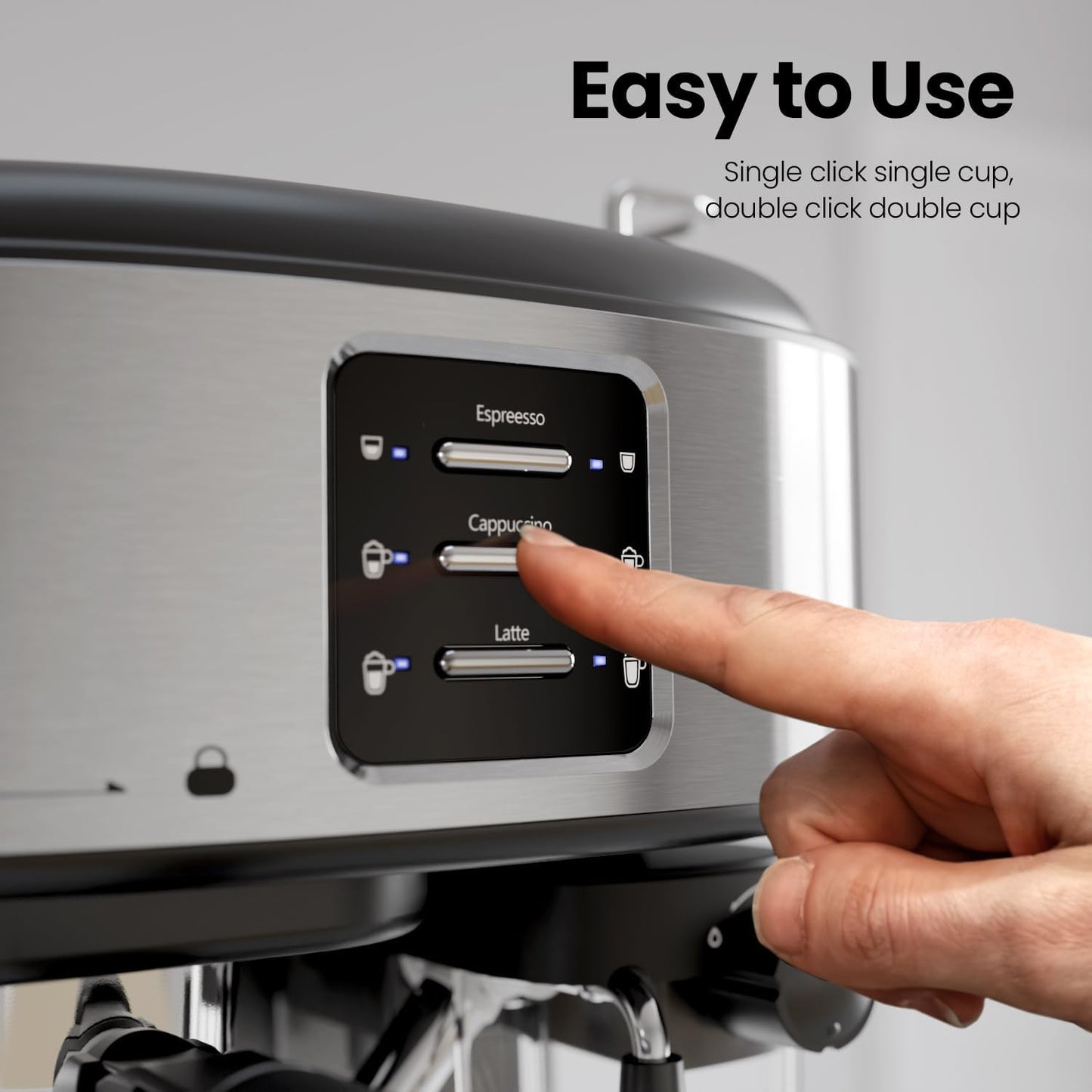 3 in 1 Professional Espresso Maker with Dual Heating System & Capsule Compatible CM8011