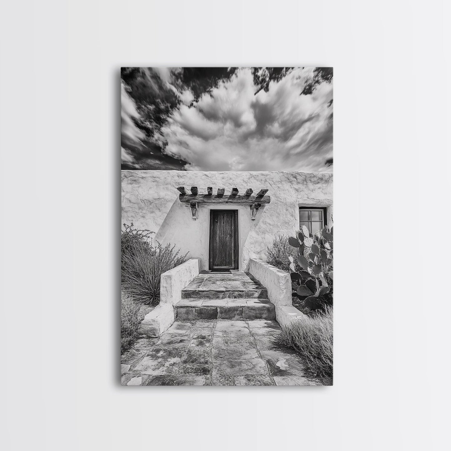 Desert Doorway, Rustic Adobe, Southwestern Style, Framed Canvas Print, Entryway Art, Neutral Wall Art, Minimalist Home Decor