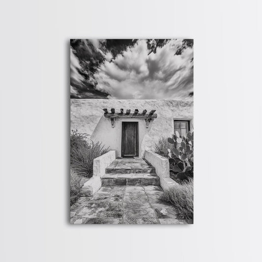 Desert Doorway, Rustic Adobe, Southwestern Style, Framed Canvas Print, Entryway Art, Neutral Wall Art, Minimalist Home Decor