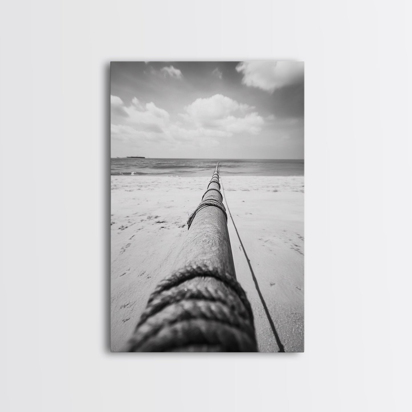 Nautical Rope, Ocean Line, Endless Beach, Maritime Horizon, Canvas Print, Minimalist Wall Art, Modern Coastal Decor, Entryway Beach Art