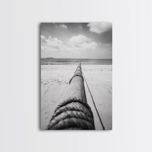 Nautical Rope, Ocean Line, Endless Beach, Maritime Horizon, Canvas Print, Minimalist Wall Art, Modern Coastal Decor, Entryway Beach Art