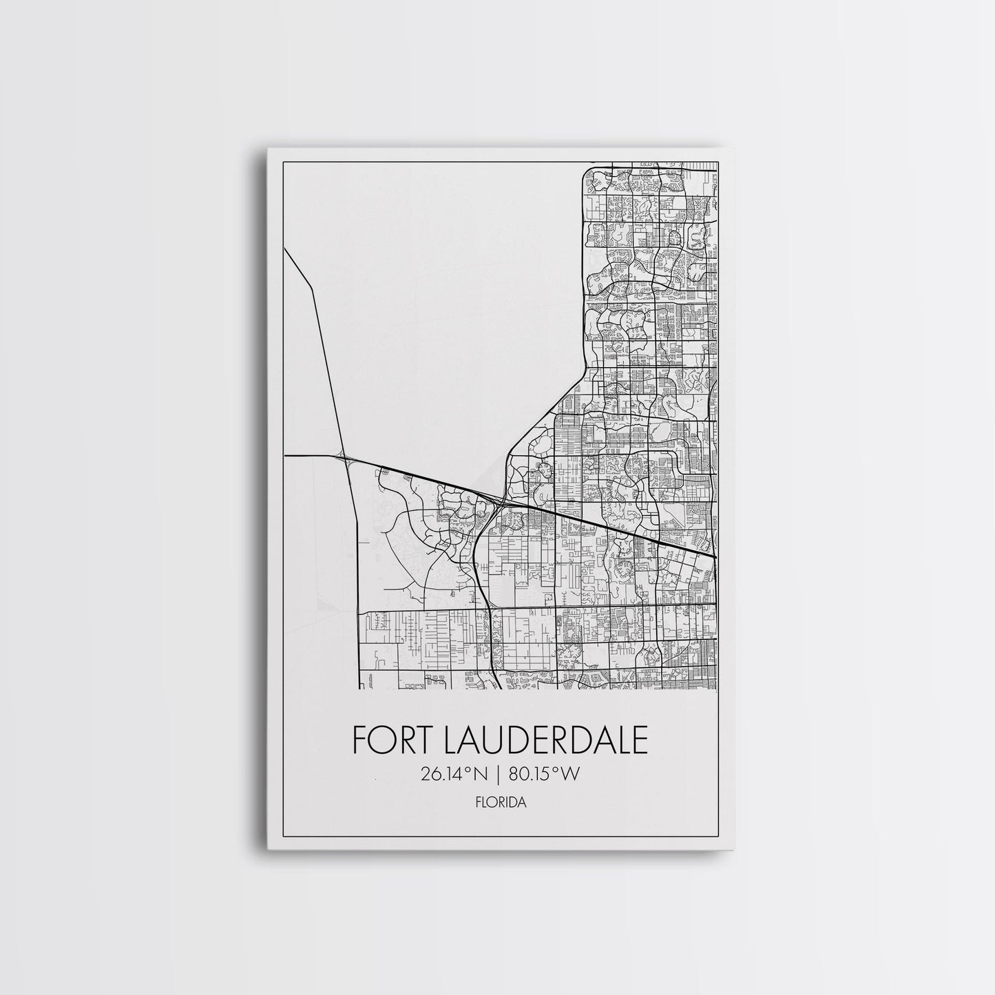 Fort Lauderdale Street Map, California Map, City Map Art, Minimalist Art, Wall Art, Canvas Print, Travel Art, Game Room Décor, Travel Gifts