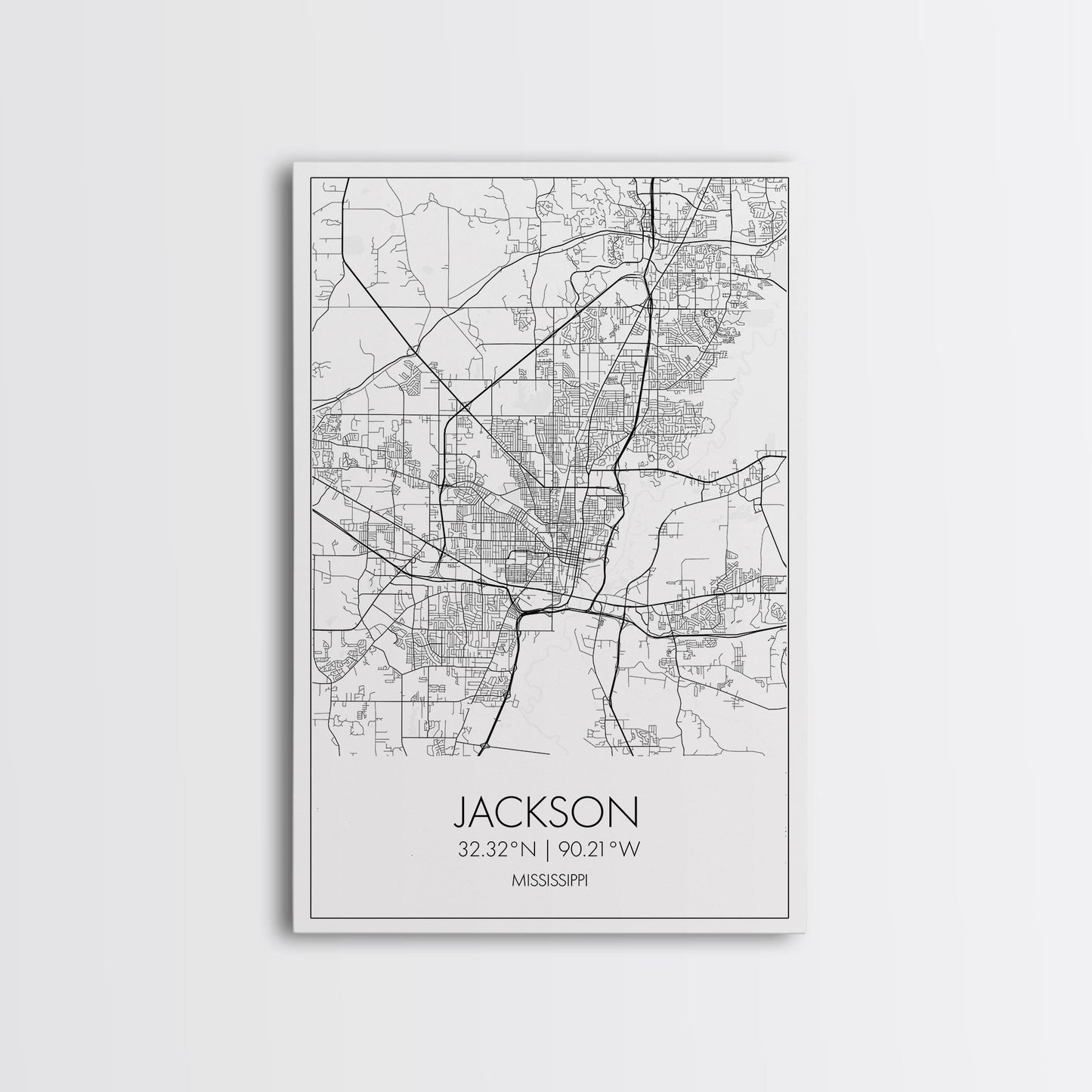 Jackson Street Map, Mississippi Map, City Map Art, Minimalist Art, Wall Art, Canvas Print, Travel Print, Farmhouse Bedroom, Wedding Gift