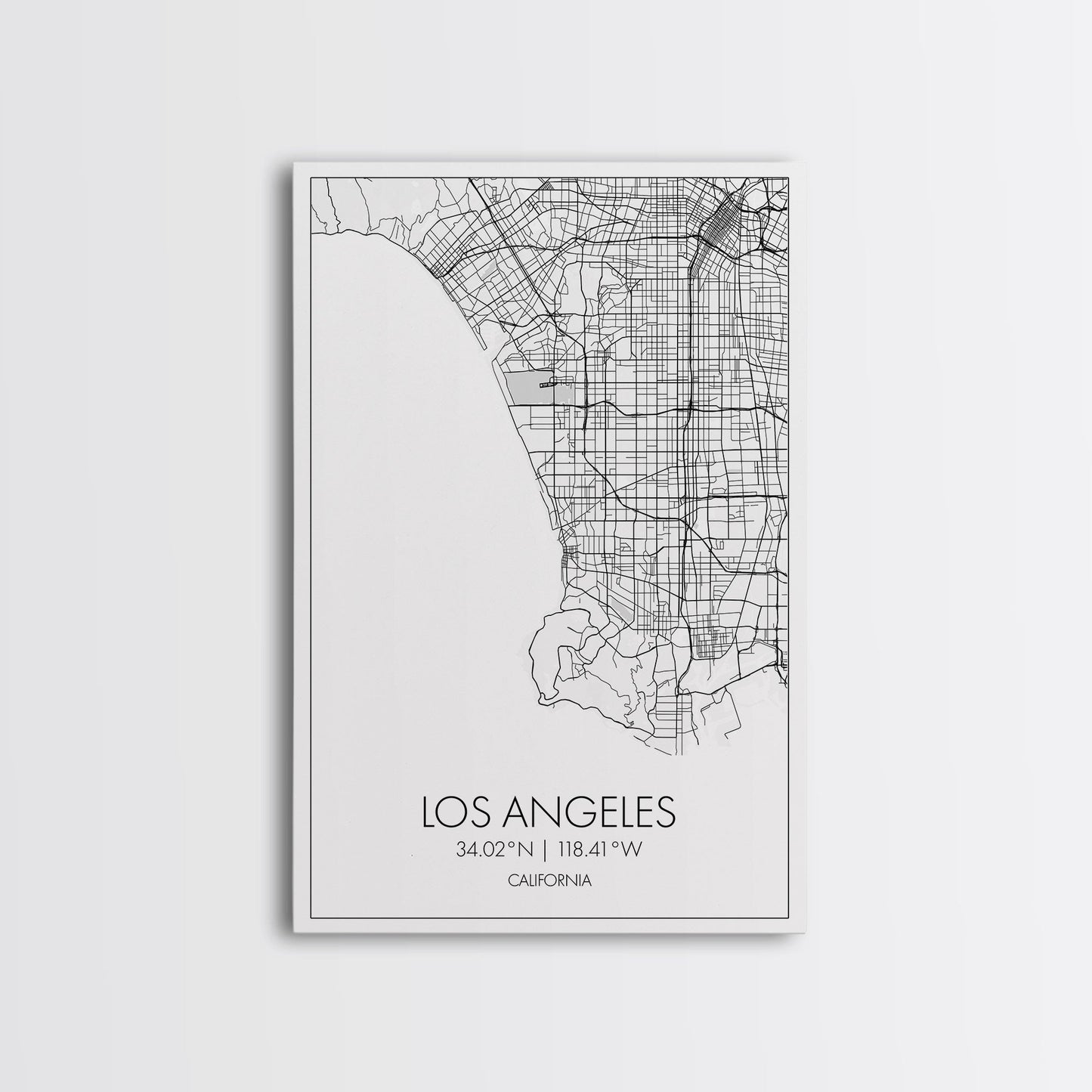 Los Angeles Street Map, California Map, City Map Art, Modern Art, Wall Art, Canvas Print, Travel Wall Print, Wedding Gift, Bedroom Décor