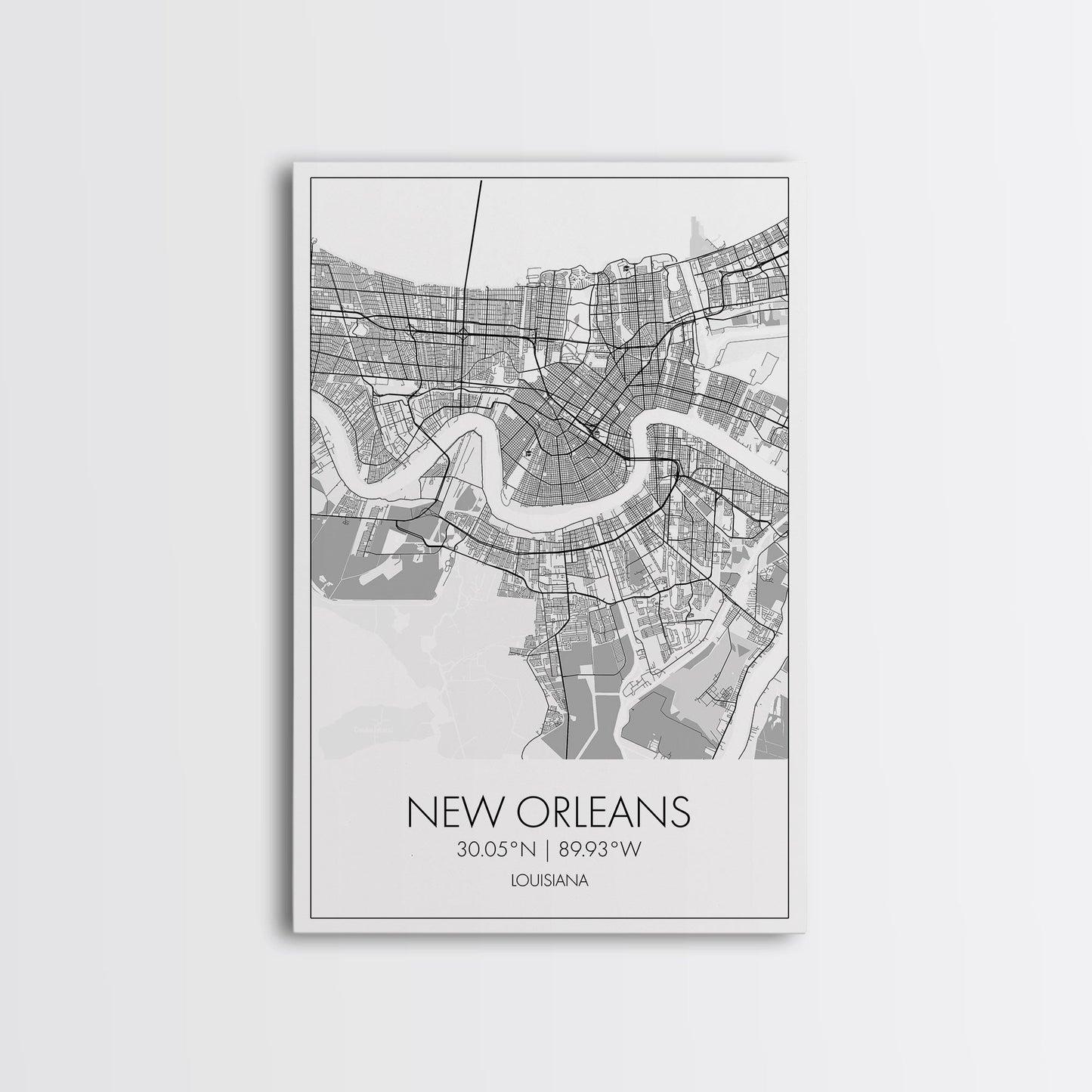 New Orleans Street Map, Louisiana Map, City Map Art, Modern Art, Wall Art, Canvas Print, Above Bed Art, Gift For Travelers, Travel Wall Art