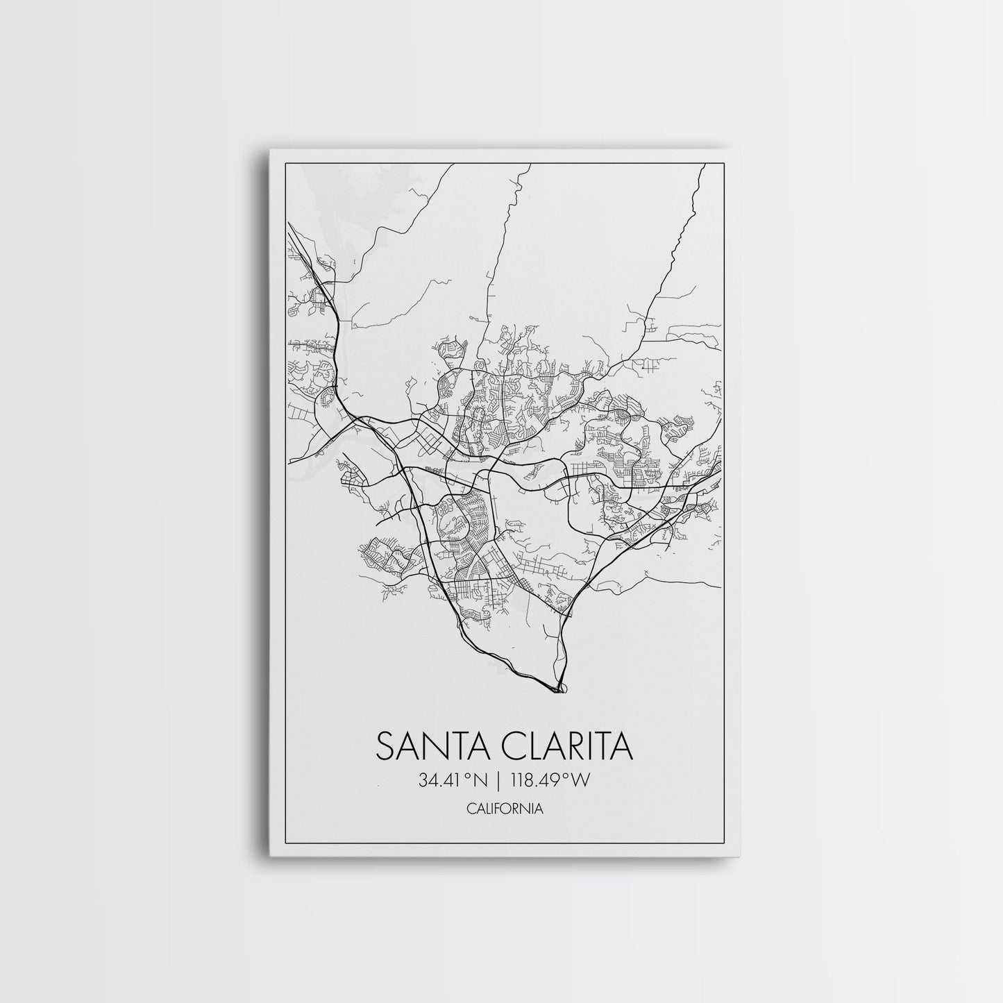 Santa Clarita Street Map, California Map, City Map Print, Minimalist Art, Wall Art, Canvas Print, Bedroom Wall Décor, Unique Travel Gifts