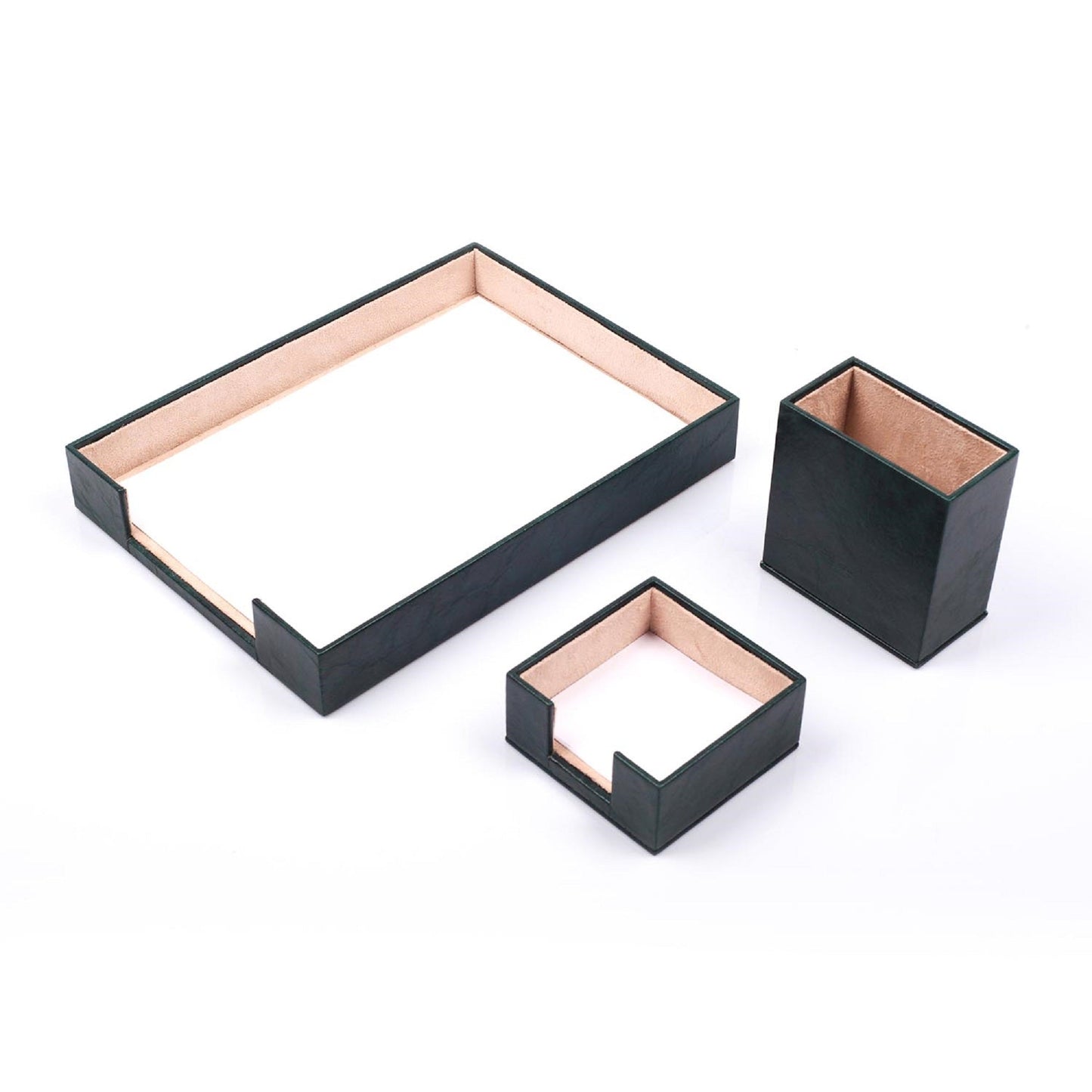 MOOG Leather Desk Set-3 Accessories-Single Document Tray - Brown - 3 PCS