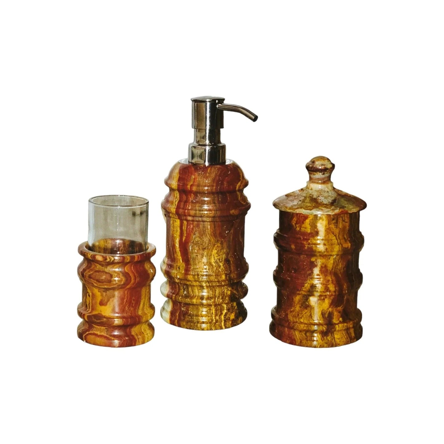 3 Piece Bathroom Set -of Bengal Collection Multi-Brown Onyx