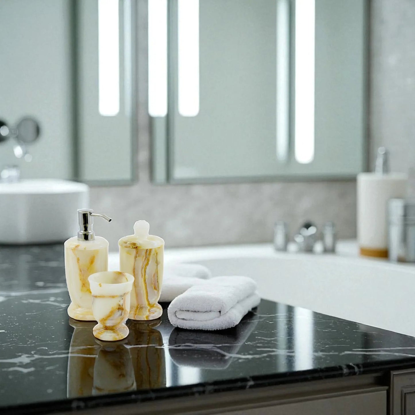 3 Piece Bathroom Vanity Set - White Onyx