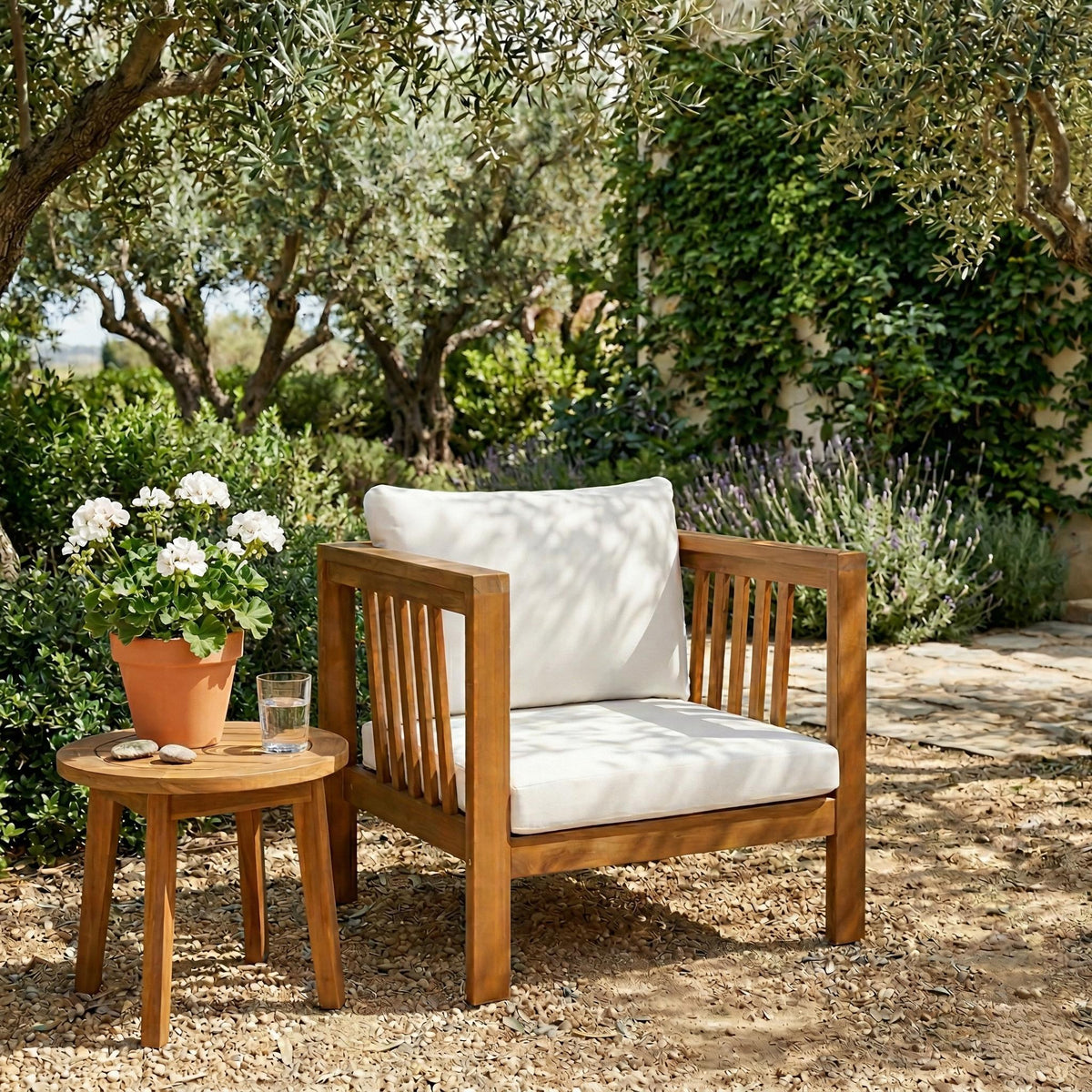 Outdoor Acacia Wood Club Chair