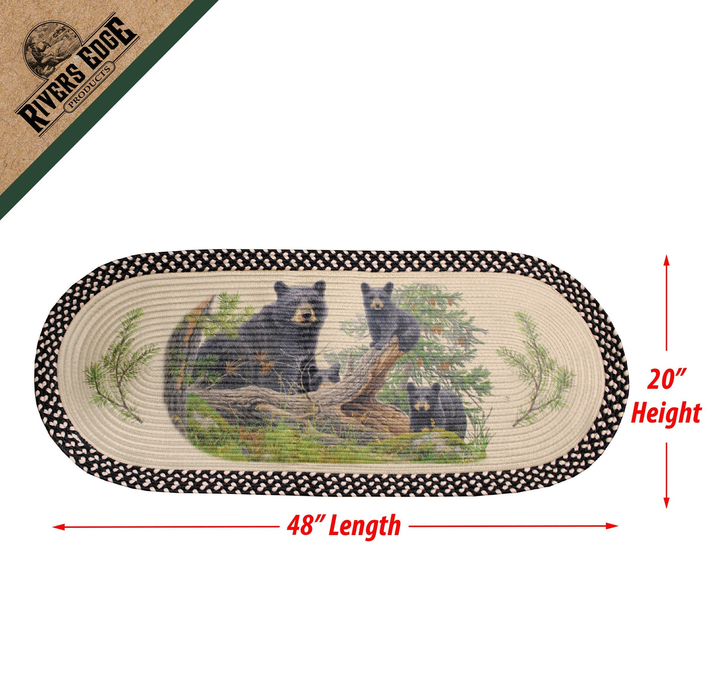Braided Rug 48-inch Oval-Bear Wilderness Playground
