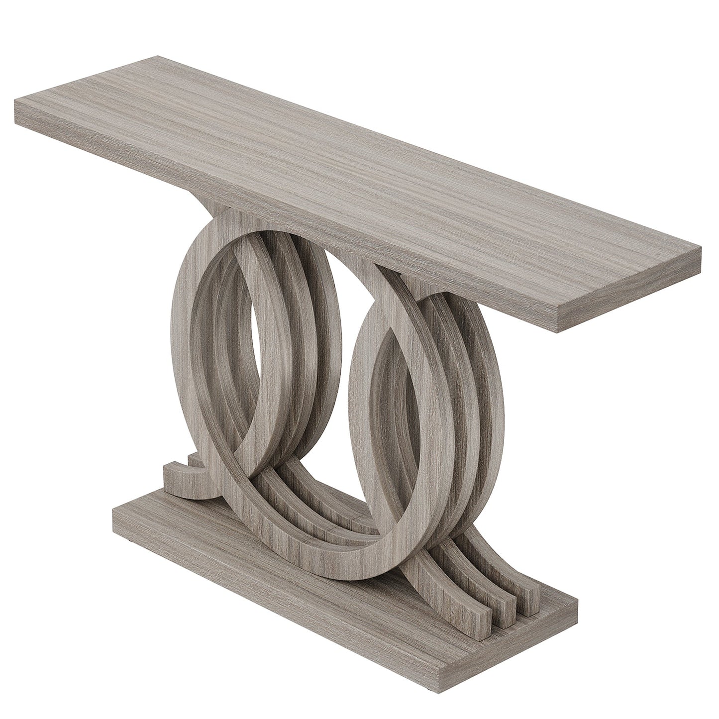 55” Farmhouse Console Table with Geometric Wooden Base