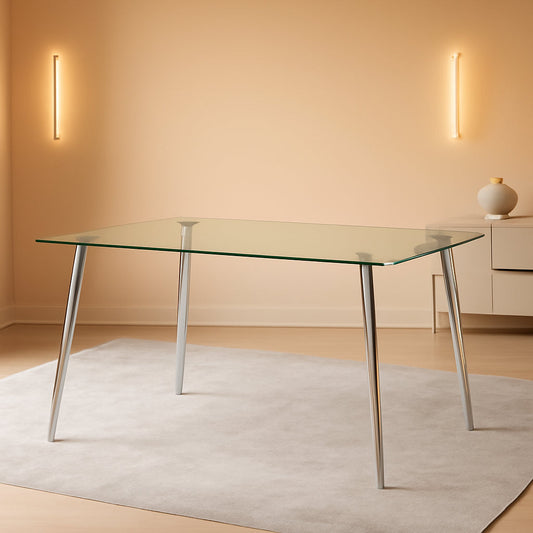 Glass Dining Table For 4 51 Inch Clear Top For Home