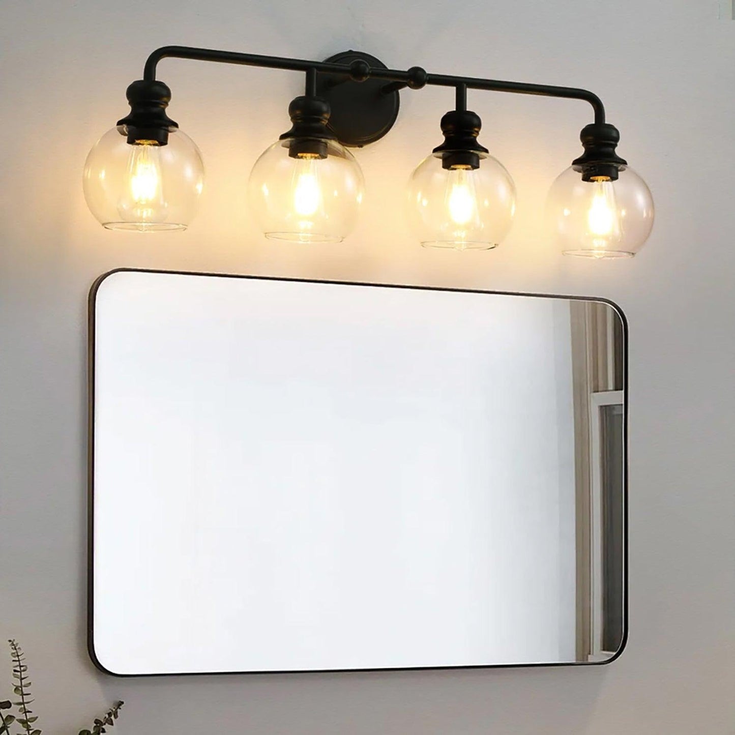 Irvine Black Modern Clear Glass 4-Light Vanity Light