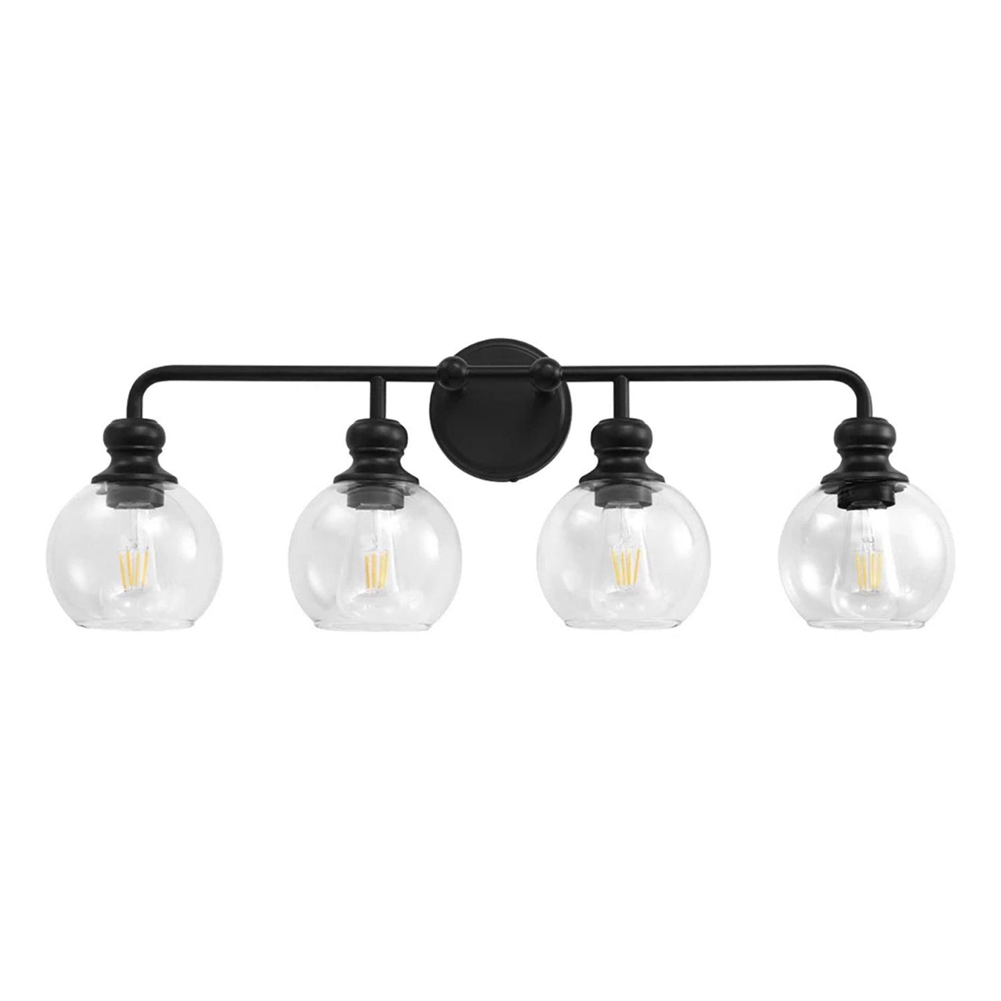 Irvine Black Modern Clear Glass 4-Light Vanity Light