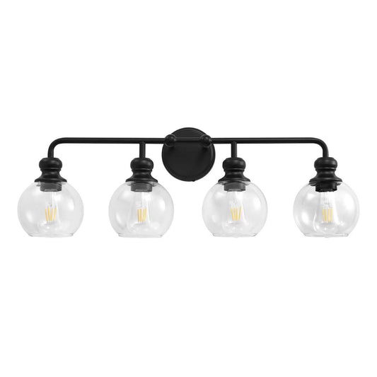 Irvine Black Modern Clear Glass 4-Light Vanity Light