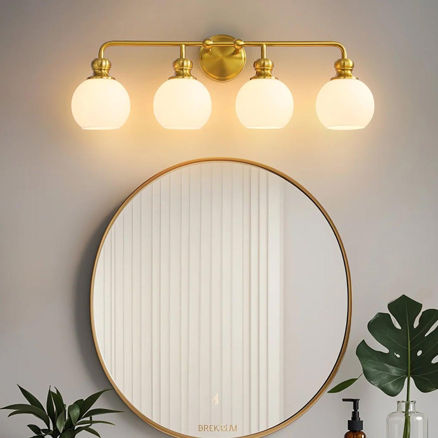 Irvine Gold Modern Frosted Glass 4-Light Vanity Light