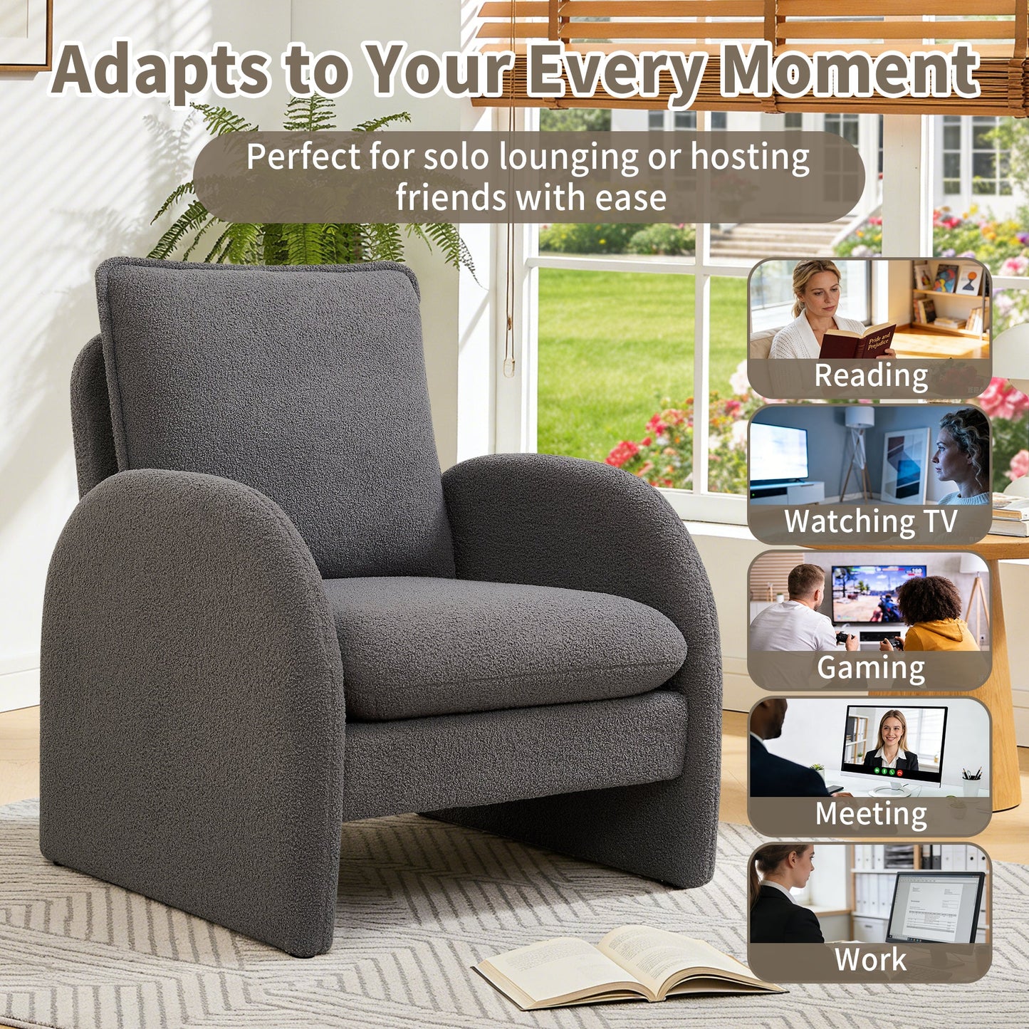 Modern Sherpa Upholstered Accent Chair