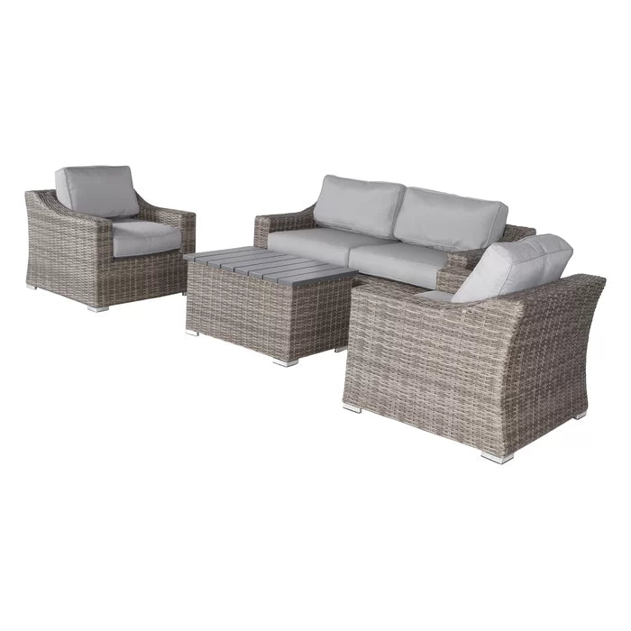 Stylish Fully Assembled 4-Person Wicker Sofa Seating Group