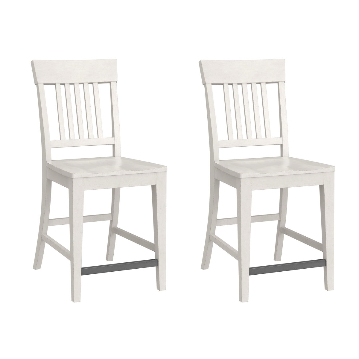 White Slat Back Counter Stools, Set of 2