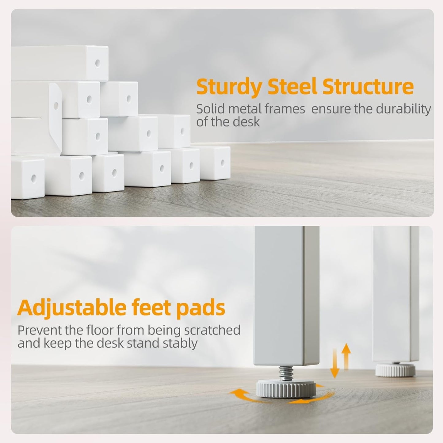 L Shaped Corner Desk 47 Inch With Power Outlets White
