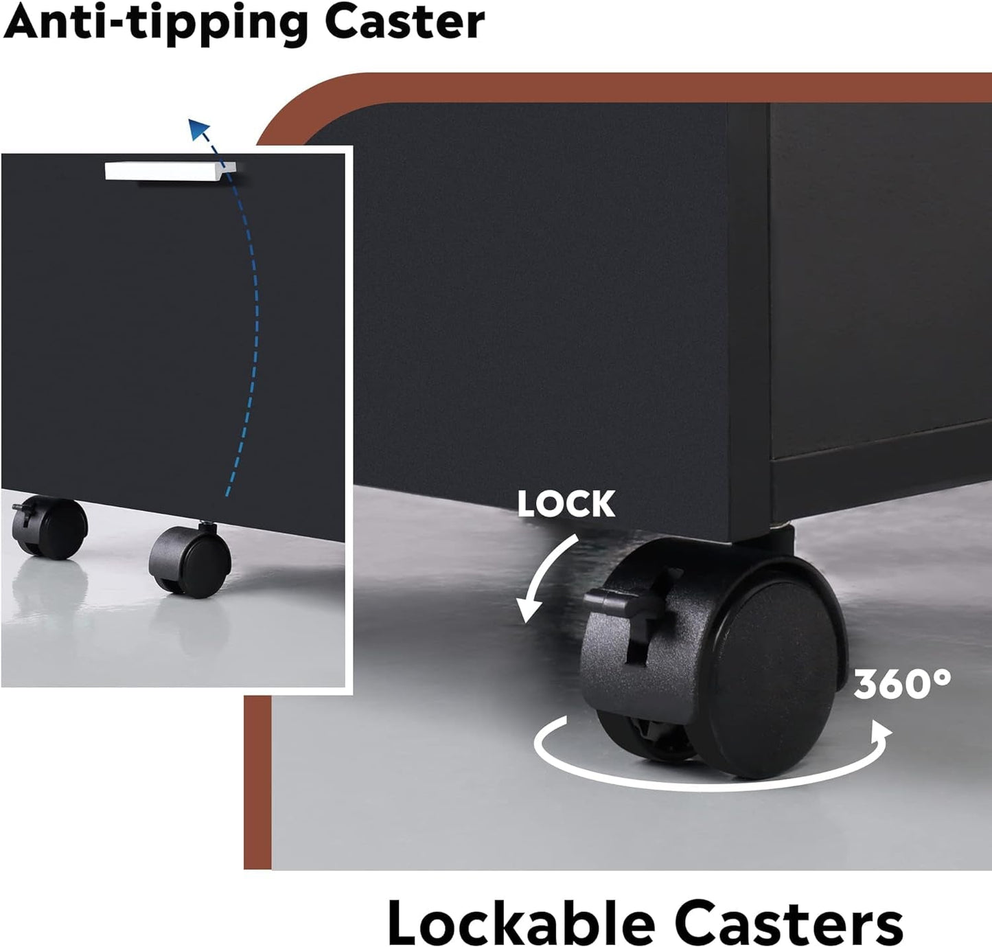 3 Drawer Wood File Cabinet Black For Letter A4 Size Home Office Storage Organizer