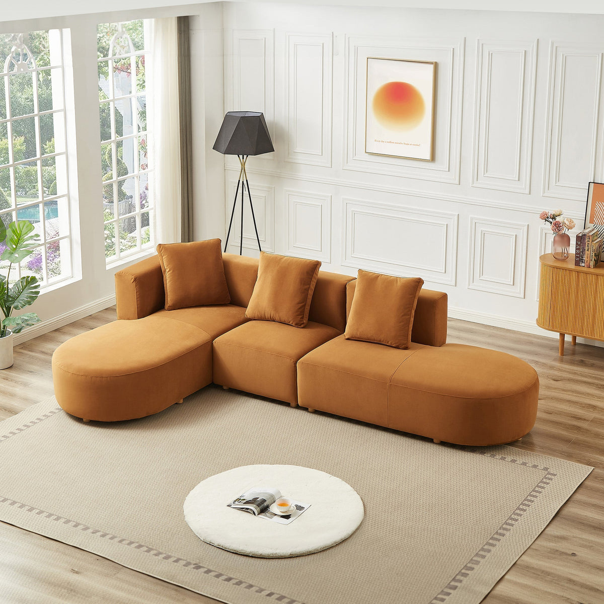 Orby Velvet Sectional Sofa - Left Facing