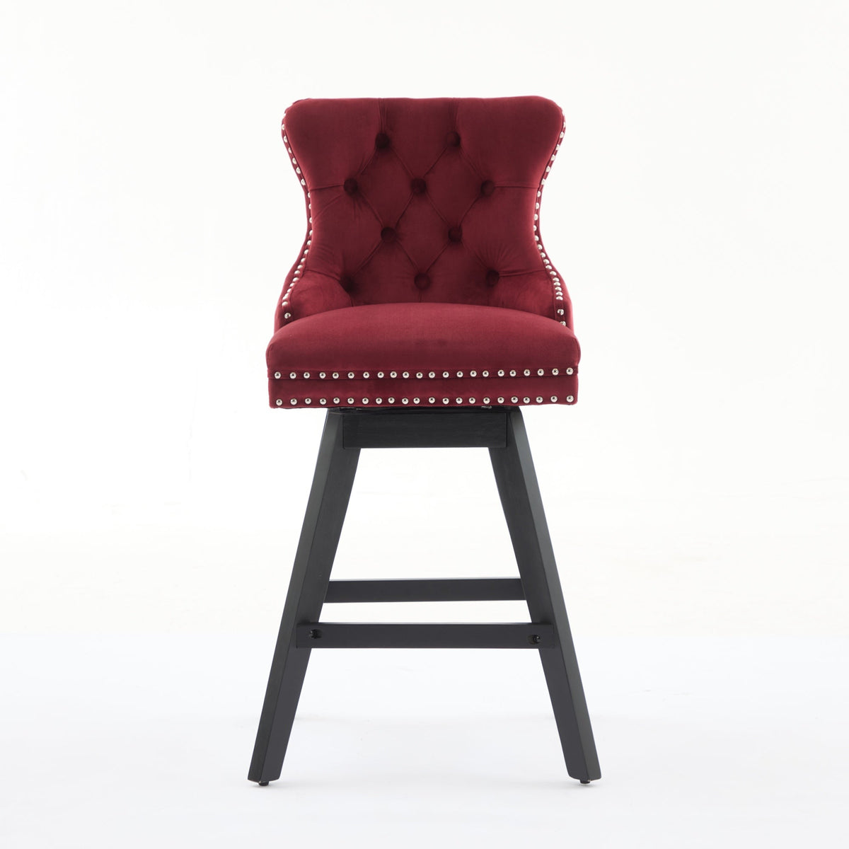 Swivel Velvet Barstools with Button Tufted Decoration