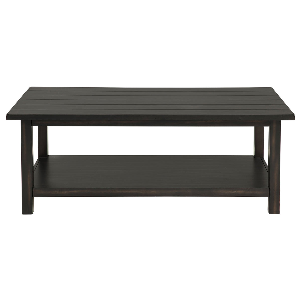 Castleton Distressed Java Wood Coffee Table with Shelf