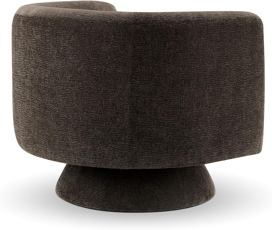 360 Degree Swivel Chair Espresso Velvet Upholstery