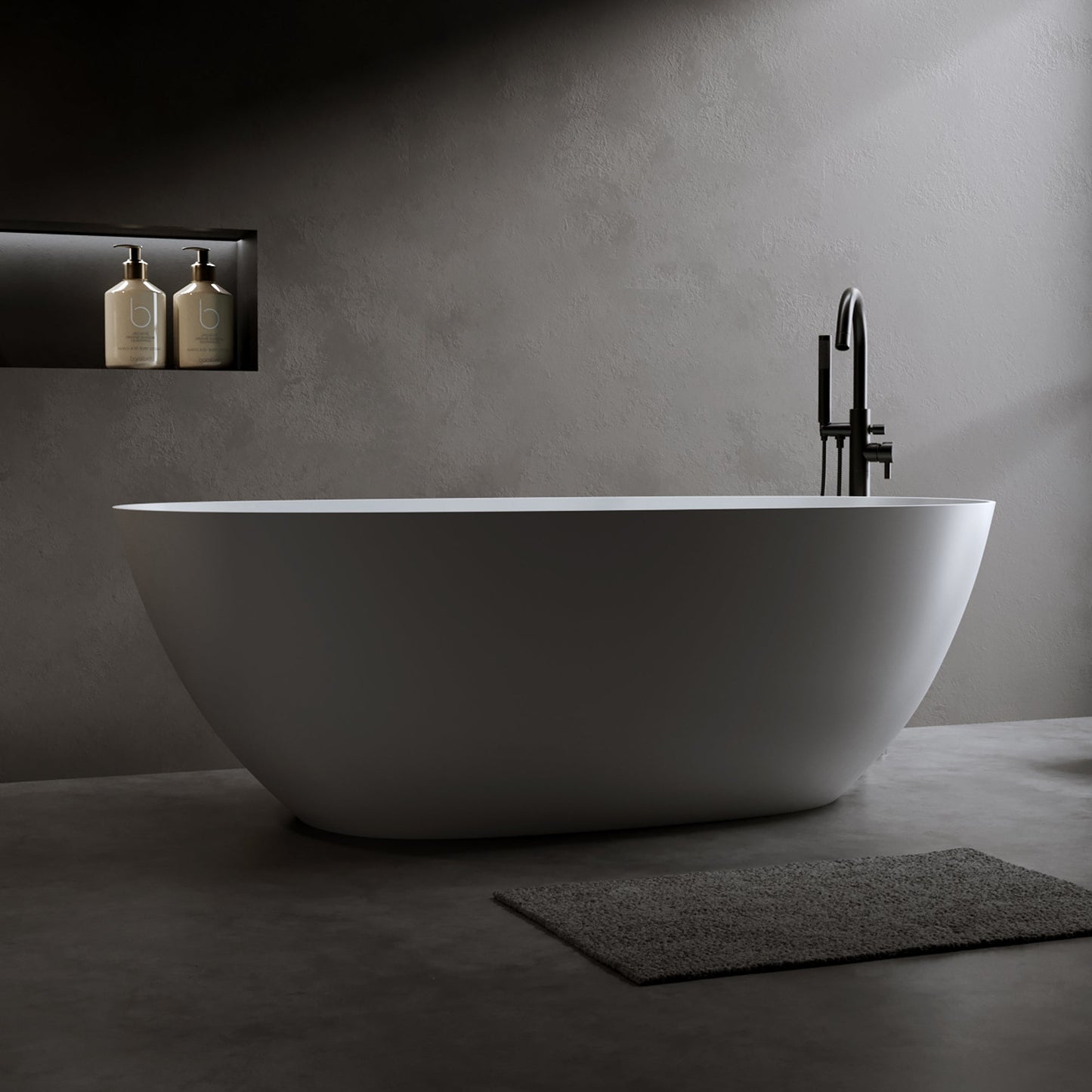 69'' Freestanding Bathtub Resin Stone Soaking Bathtub
