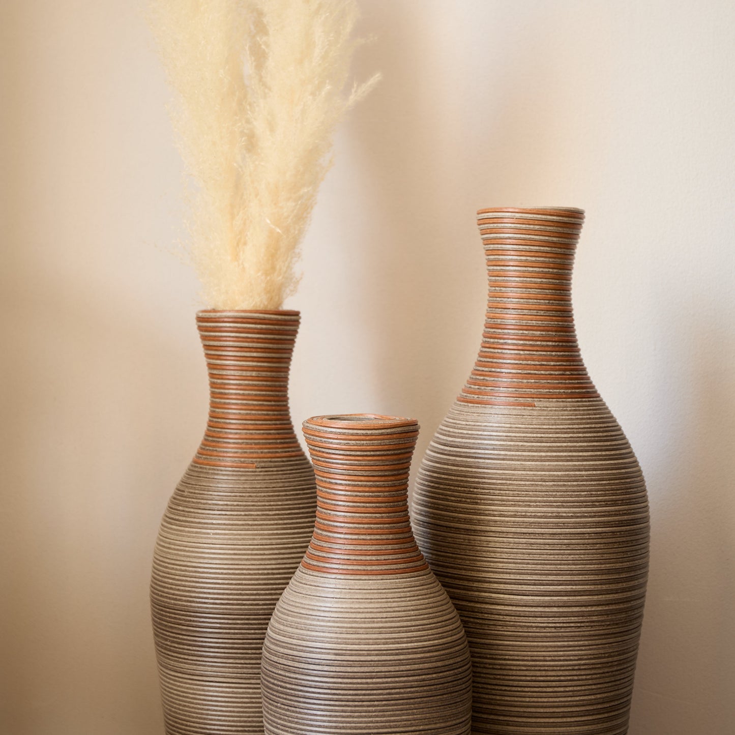 Hand-Woven PVC Rattan Vases, Set of 3