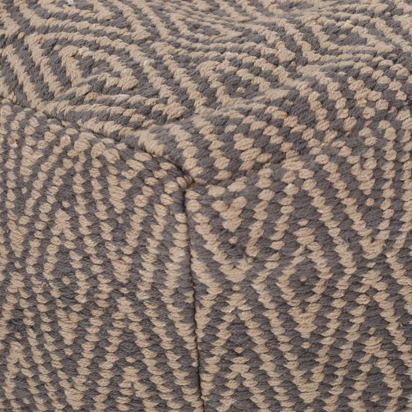 Amuleto Hand Loomed Cotton Pouf - Dark Gray / Brown