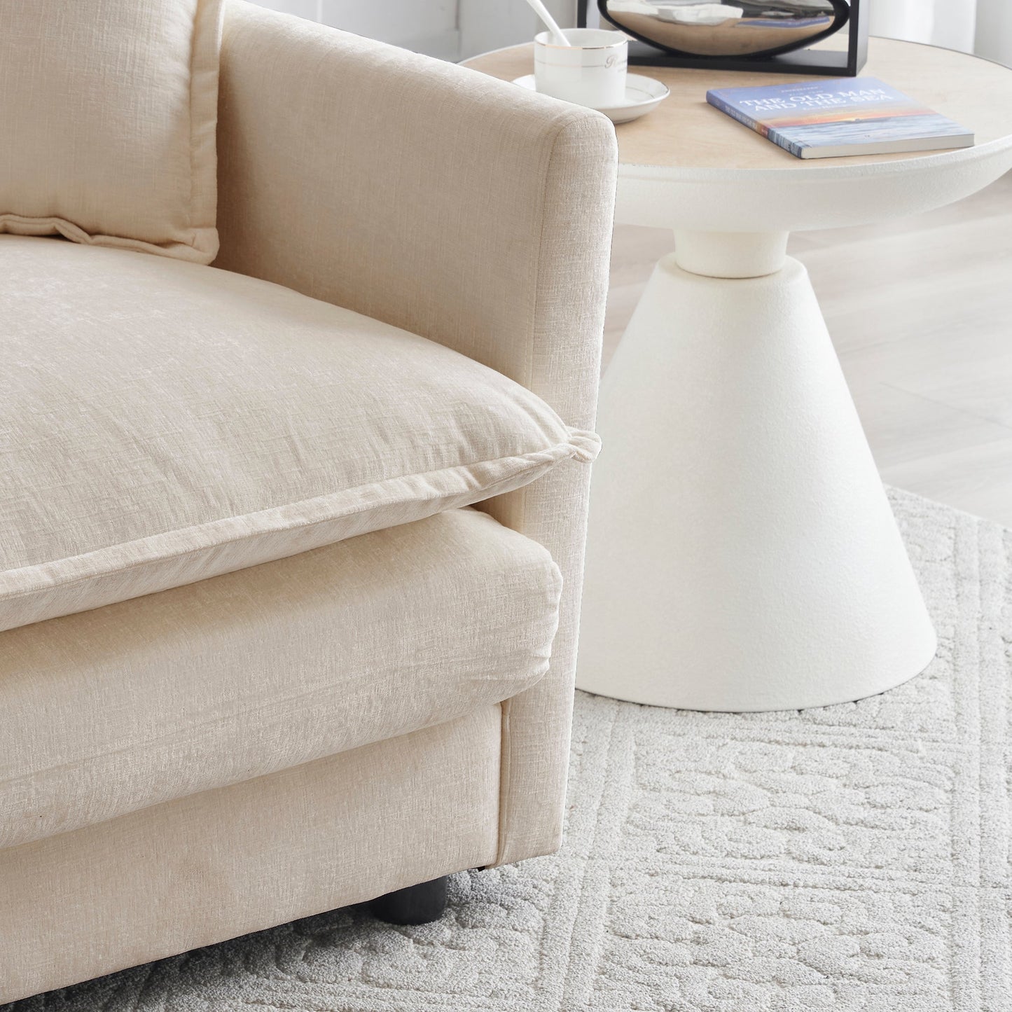 Modern Sofa Set of 3 in Light Coffee Chenille