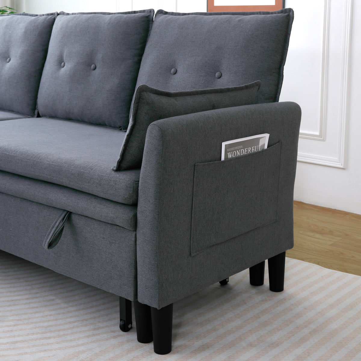 L-Shaped Reversible Chaise Sectional Sofa with Storage