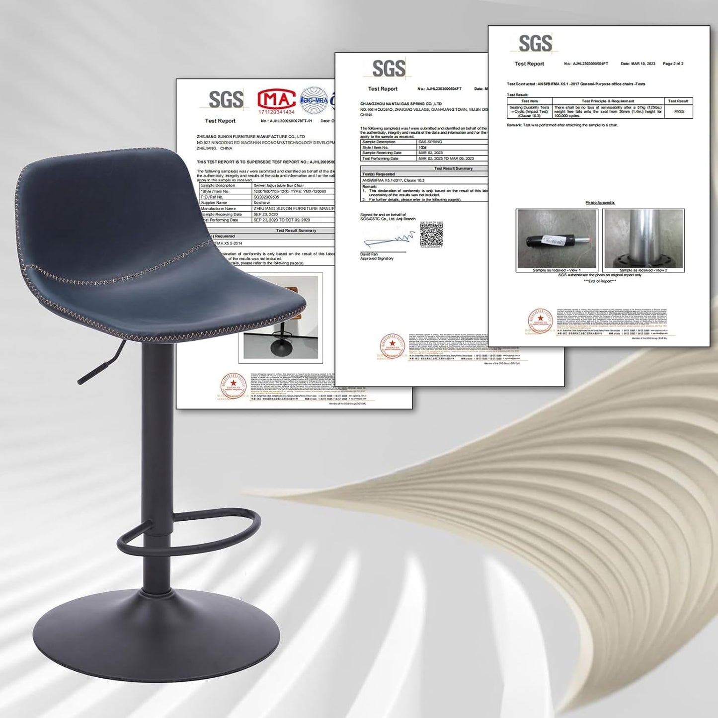 Adjustable Bar Stools Set Of 2 With Swivel Back Support