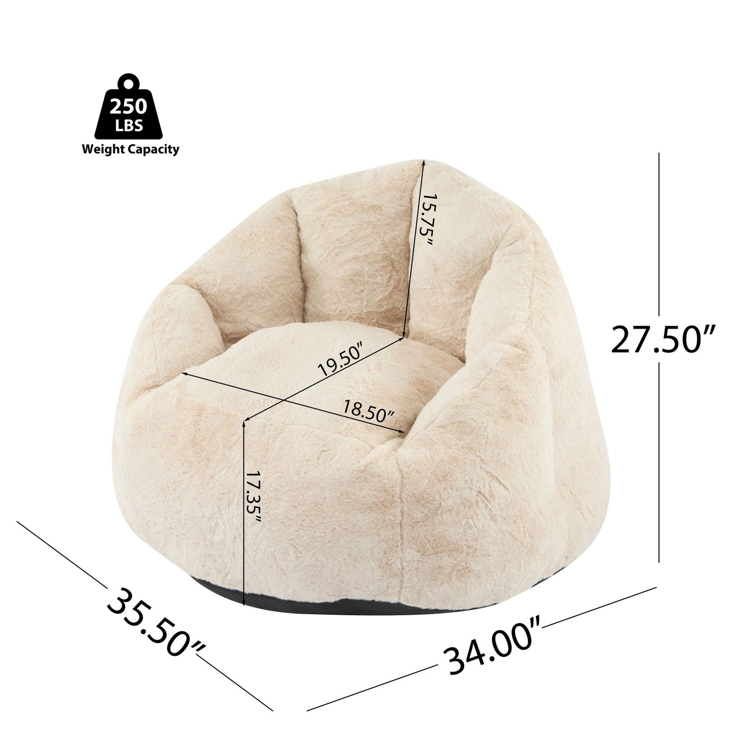 Albi Indoor Cozy Armchair Style Bean Bag - Beige