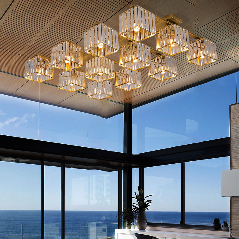 Anya's Modern Crystal Chandelier - Square Design