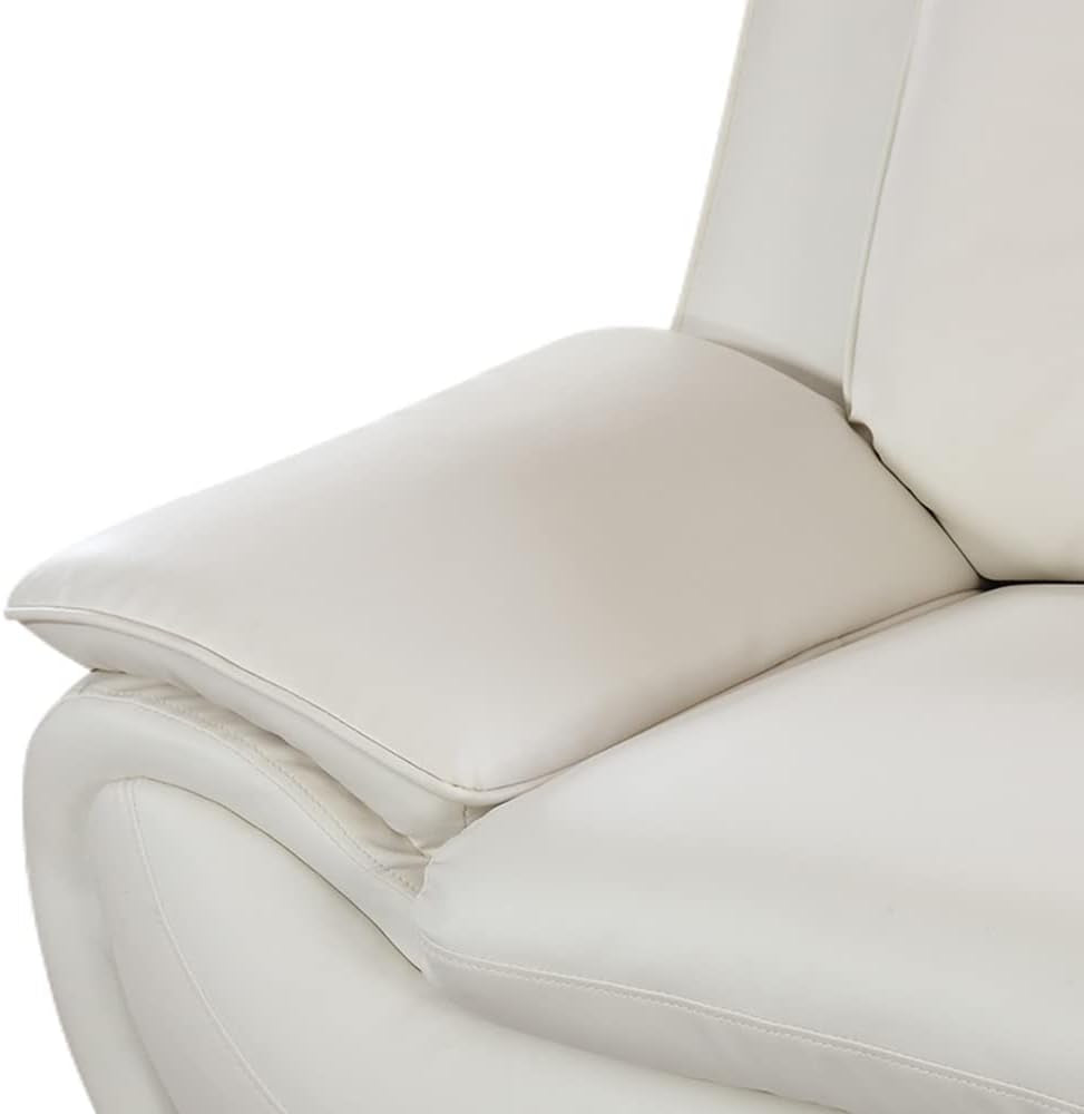 Leather 3 Piece Living Room Set Cream White With 3 Seater Sofa Loveseat And Armchair