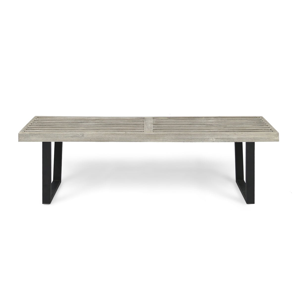 Metal/Solid Wood Outdoor Bench