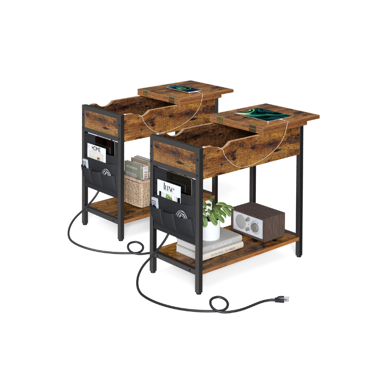 End Tables Set with USB Ports and Outlets