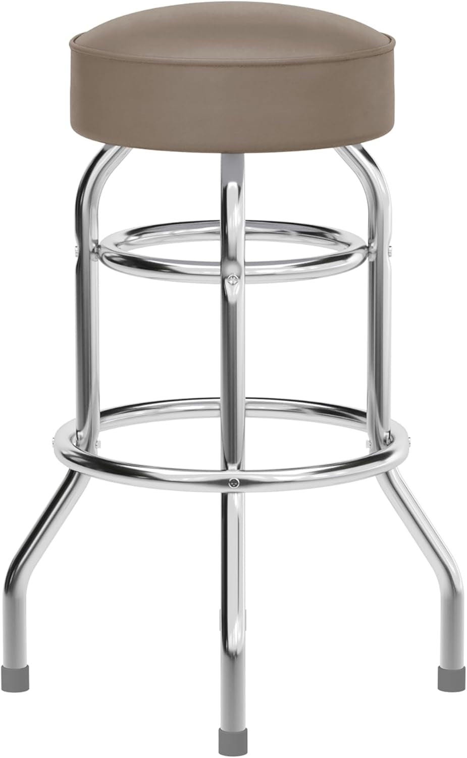 Bruno 2 Pack Chrome Bar Stools Beige Seats Swivel Set