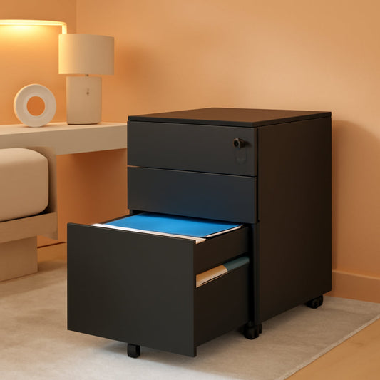 3 Drawer Locking Pedestal File Cabinet For Office Use Lockable Metal Filing Cabinet With Secure Drawers