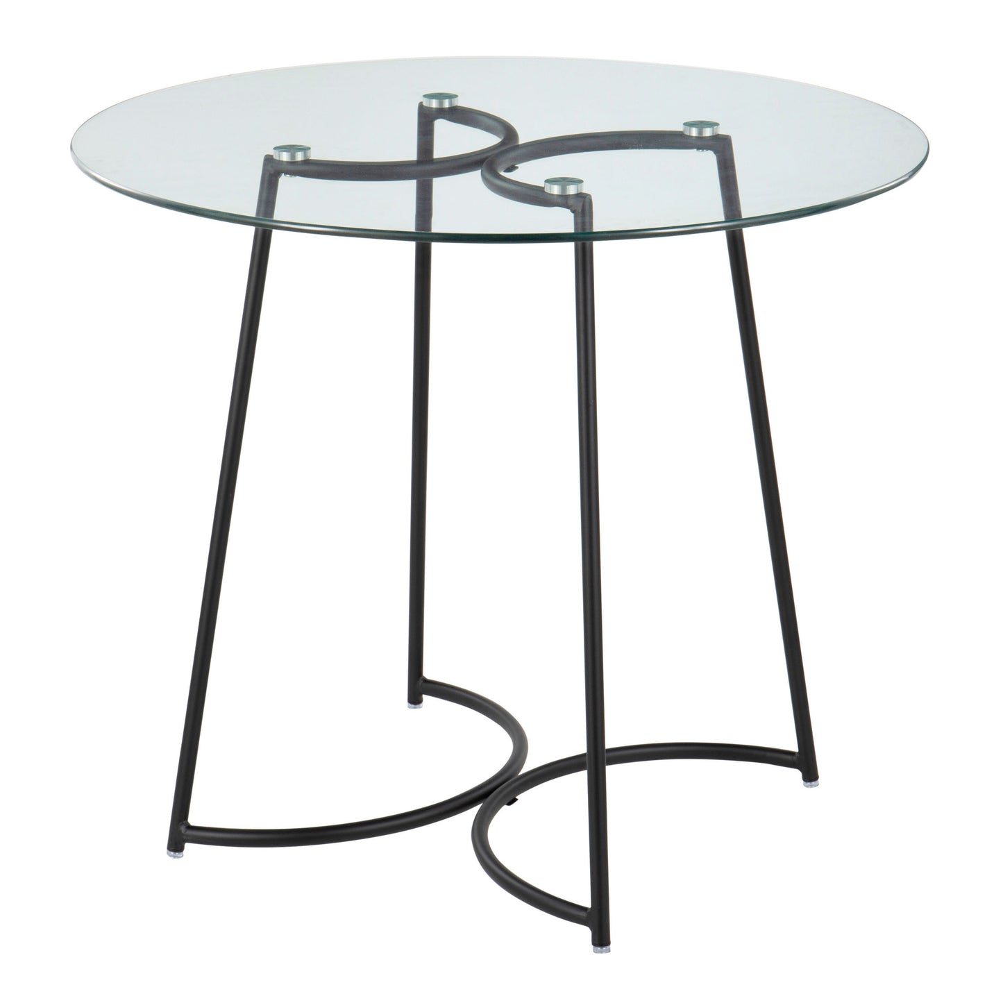 Cece Contemporary Dinette Table in Black Steel with Clear Glass Top by LumiSource
